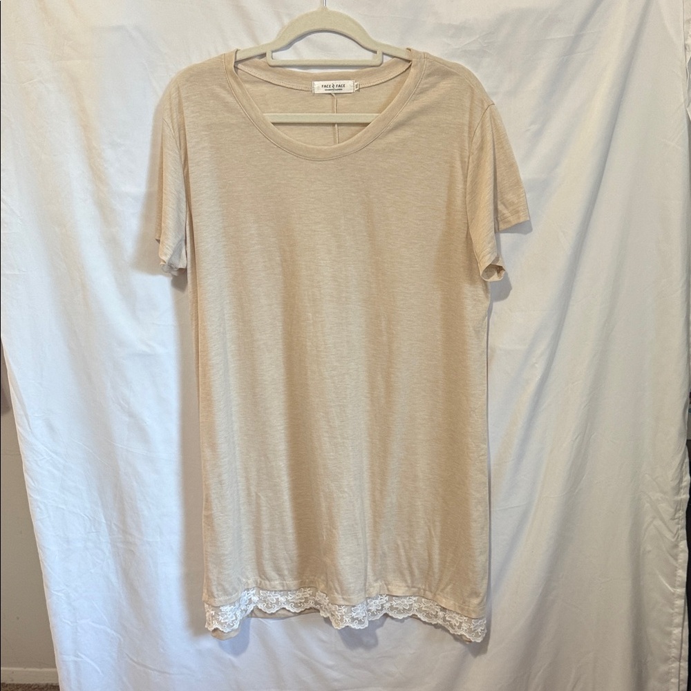 Elegant Cream Lace Trim Tunic